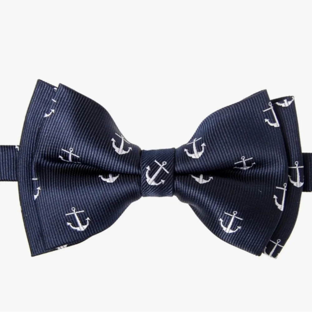 Retreez Classic Anchor Pattern Woven Microfiber Pre-tied Boy's Bow Tie